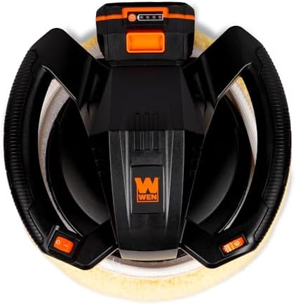 WEN 20V Max Cordless 10-Inch Random Orbital Polisher and Waxer Kit with 2Ah Battery, Charger, and Bonnets (20870)
