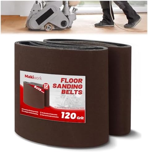 8 inch x 19 inch 120 Grit Sanding Belts, 12 Pack, EZ 8 Drum Sander Sandpaper Rolls for Woodworking and Floor Polishing, Aluminum Oxide Sander Sleeves