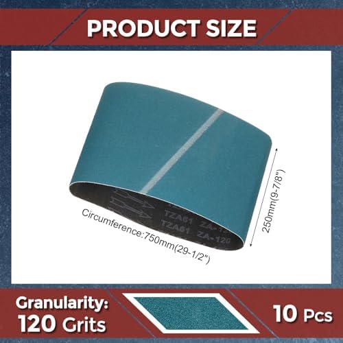 10 Pcs Sanding Belts 9-7/8 x 29-1/2 Inch 120 Grit Zirconia