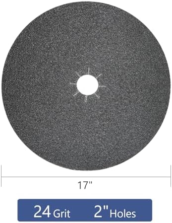 HUAALIUCHE Floor Sanding Disc Cloth-Backed Silicon Carbide，17" x 2" Holes for Concrete, Stone, 24 Grit, 3-Pack