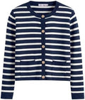 ANRABESS Women's Button Down Cropped Striped Cardigan Sweaters