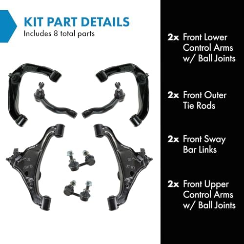 TRQ Front Steering & Suspension Kit Control Arm with Ball Joint Sway Bar