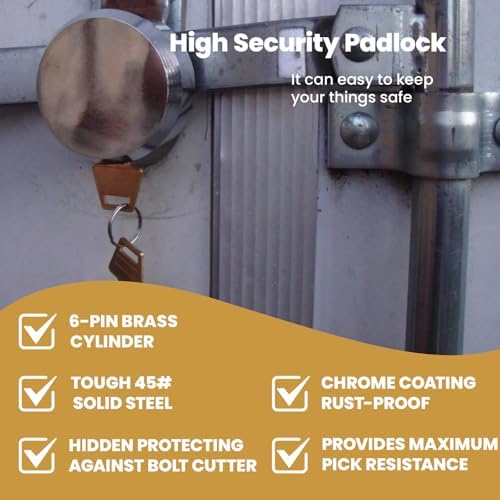 3 Pack Hidden Shackle Padlock Keyed Alike Heavy Duty Trailer Puck Silver