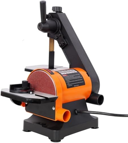 1x30 Belt Sander with 5-Inch Disc, Benchtop Belt Disc Sander with Adjustable Worktable, Miter Gauge, Dual Dust Ports, Quick Belt Change for Woodworking Grinding