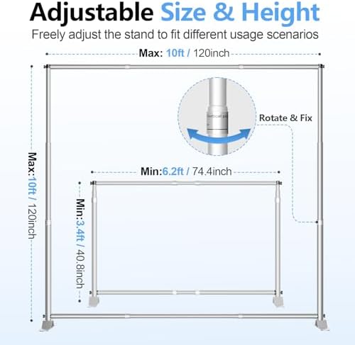 10x10FT Banner Stand, Heavy Duty Step and Repeat Stand, Silver