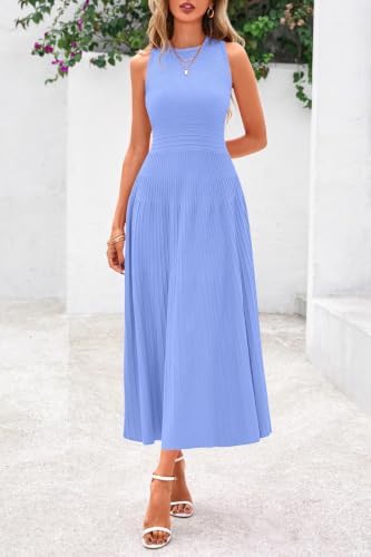 PRETTYGARDEN Women's Summer Pleated Midi Work Dress