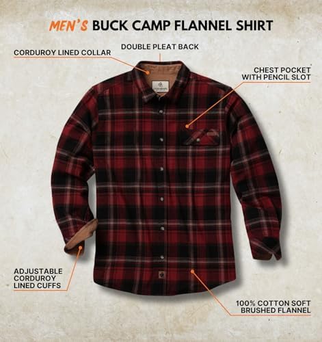 Legendary Whitetails Mens Flannel Long Sleeve Button Down 100% Cotton Shirt