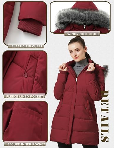 GGleaf Women's Winter Puffer Coat with Removable Fur Hood Warm Snow Jacket