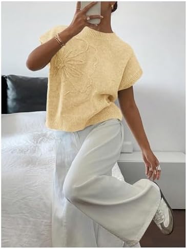 SOLY HUX Women's Short Sleeve Business Casual Sweater