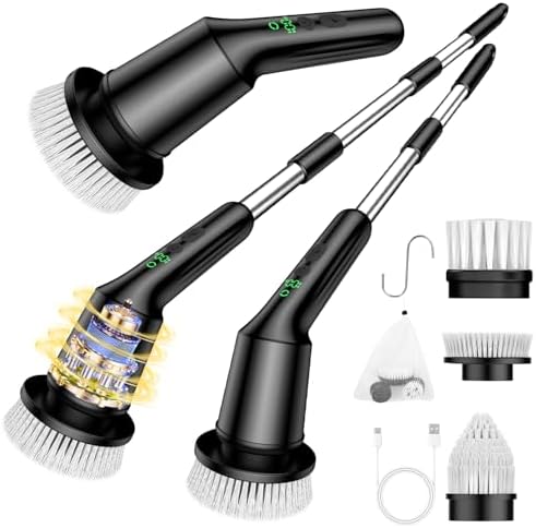 Electric Spin Scrubber for Bathroom, Shower Scrubber with Long Handle
