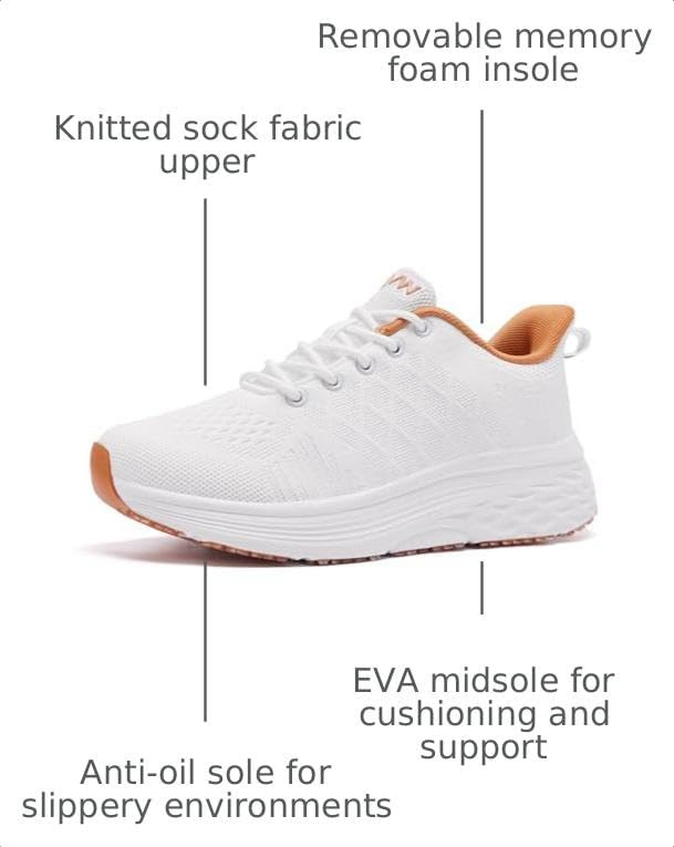 AVW Womens Non Slip Work Shoes Walking Sneakers Food Service Kitchen Shoes