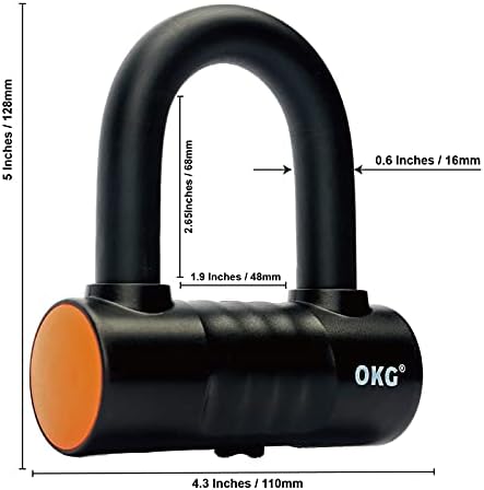 OKG Heavy Duty Chain Lock - 4 Keys, 11lbs, 4 ft x 1/2 in (12mm) Thick Cinch Security Chain Combo 11/16" (18mm) Small U Lock for Motorcycles, Mopeds, E-Bikes, Trailers, ATVs, etc.