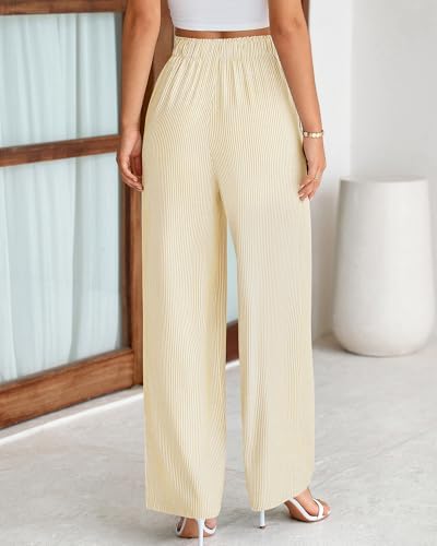 BTFBM Striped Palazzo Pants for Women Fall 2026 Wide Leg Dress Work Pants