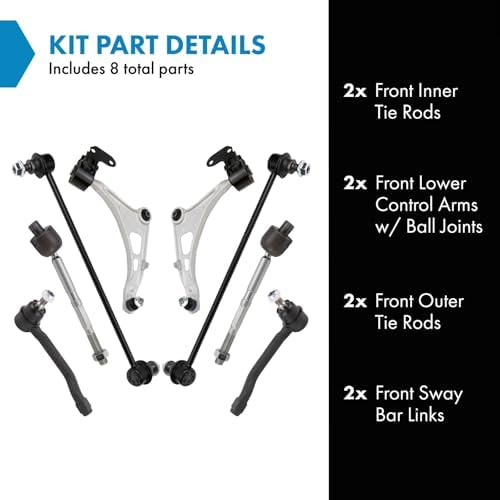 TRQ Front Steering and Suspension Kit Tie Rods Control Arms Ball Joints
