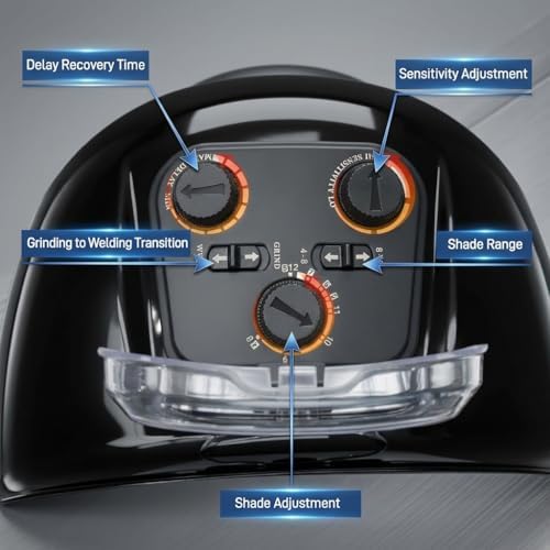 WHA100 Auto Darkening Welding Helmet-CE EN175 Certification-Solar&Battery Power-4 Sensors, 0.04ms Response Time-Optical Grade 1/1/1/2-True Color Wide View Screen-Shade 8-12 for SMAW, MIG, TIG, GTAW