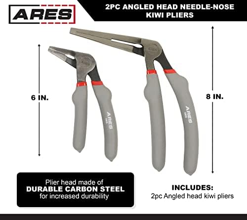 ARES 51018 2-Pc Angled Head Needle Nose Pliers Set - 6-In & 8-In