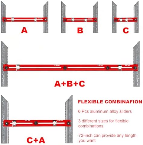 Stair Tread Template Tool – Stair Tread Gauge Jig, Aluminum Alloy Measuring and Scribe Tool for Accurate Angle, Depth, and Length Measurement of Stairs, Risers, and Partitions