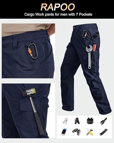 Mens Cargo Pants Ripstop Breathable Tactical Hiking Pants with 7 Pockets