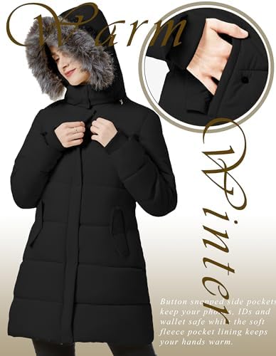 GGleaf Women's Winter Puffer Coat with Removable Fur Hood Warm Snow Jacket