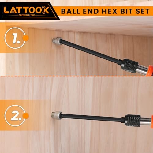 Metric Ball End Hex Head Allen Wrench Drill Bit Set | LATTOOK 12PCS Ball End Hex Bit Set, Allen Key Drill Bit Set, Magnetic S2 Steel, 4'' Long