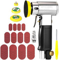 3 Inch Orbital Sander, Air Sander with 1/2/3 Inch Sanding Pads - 60PCS Sandpapers Included, Mini DA Sander for Woodworking, Car Polishing, DIY Projects (1/4 inch Air Inlet)