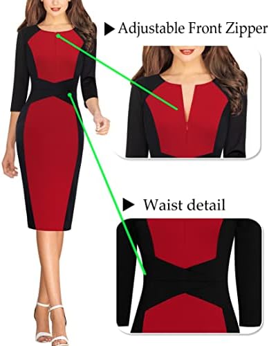 VFSHOW Womens Work Business Office Zipper Up Slim Bodycon Sheath Dress