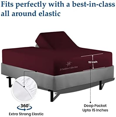 JS Sanders Collection Split Head Sheet Set Cal. King Size,Wine