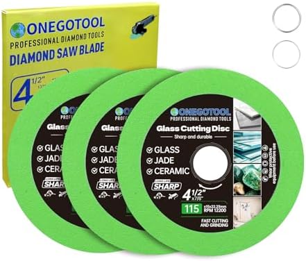 4-1/2x7/8 inch Tile Cutter Glass Cutting Disc for Angle Grinder Glass Ceramic Diamond Cutting Blade Disc for Grinding Jade, Crystal, Wine Bottles. (3PCS)