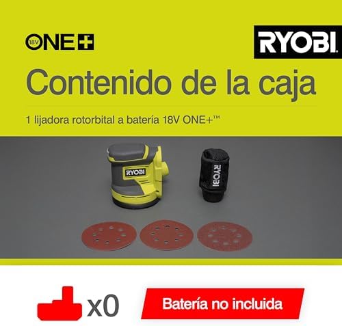 RYOBI - 18 Volts ONE eccentric sander - 125 mm - 3 abrasives - RROS18-0