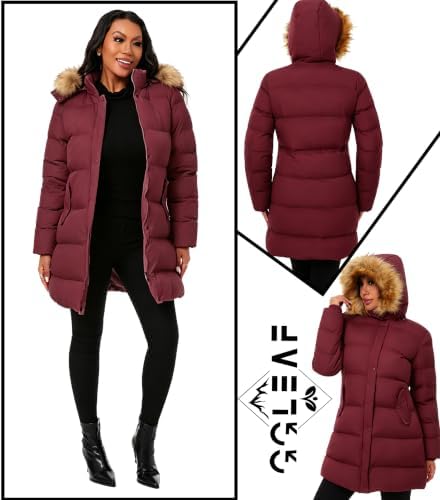 GGleaf Women's Winter Puffer Coat with Removable Fur Hood Warm Snow Jacket