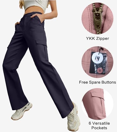 Lepunuo Cargo Pants for Women High Waisted Casual Pants Baggy Stretchy Wide Leg Y2K Streetwear with 6 Pockets