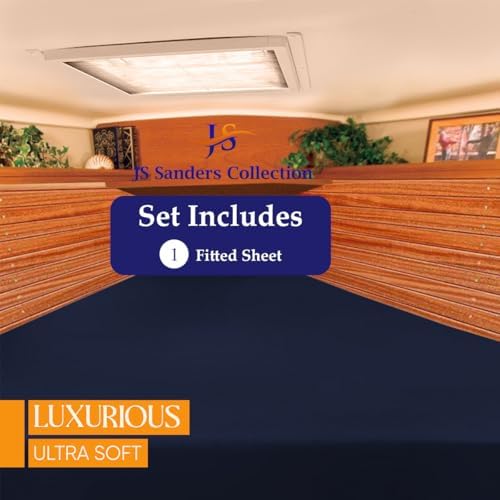JS Sanders AFT Berth Boat Sheet 1 Pcs 600 TC Egyptian Cotton, Navy Blue