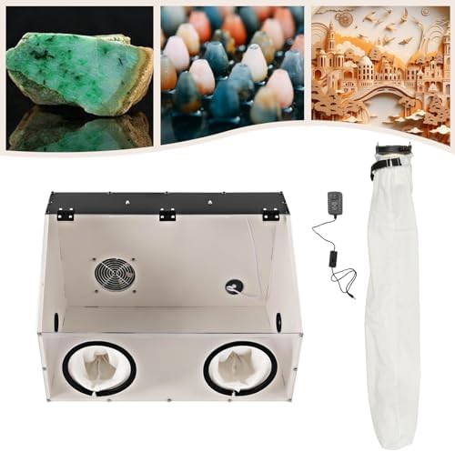 TFCFL Dust Box Enclosed Electric Grinding Table Polisher Dust Box Acrylic Cover 4mm Fully Enclosed Electric Grinder Polisher Acrylic Dust Cover Box 110V Polishers Buffers (2Holes)