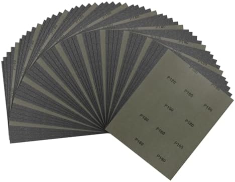 50Pcs Sand Paper 9x11Inch 180Grit Silicon Carbide Sandpaper Sheets