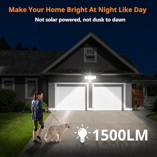 LEPOWER 1500LM Battery Powered Outdoor LED Flood Light with Motion Sensor