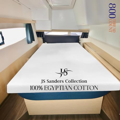 JS Sanders XL V Berth Boat Sheet 1 Pcs 600 TC Egyptian Cotton, White