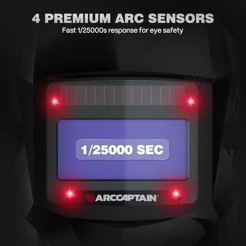 ARCCAPTAIN Welding Helmet Auto Darkening, 1/25000s Response, Shade 4/9-13