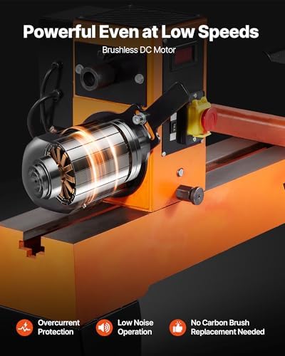 VEVOR Woodworking Lathe, 2 HP, Wood Lathe Machine with150 to 3200 RPM Variable Speed, 18 x 40 in Workbench, Brushless DC Motor, Cast Iron Body, Tool Rest, for Medium to Large Projects Woodworking