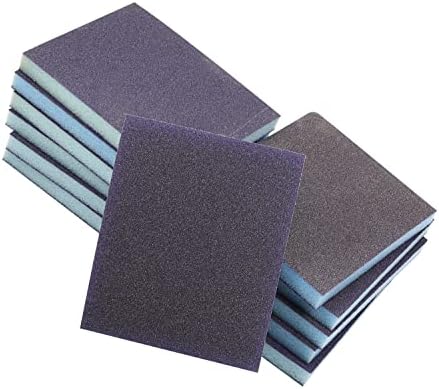 Utoolmart Sanding Sponge Sanding Blocks, 120 Grit Wet Dry Sandpaper Sponge, Washable and Reusable Sand Sponge Kit, for Kitchen Cookware Cleaning and Rust Removal of Rusted Metal, Blue, 12 Pcs