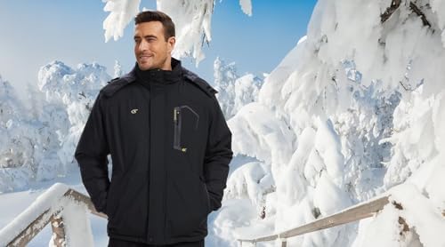 QPNGRP Mens Waterproof Ski Snowboard Jacket Winter Windproof Snow Coat