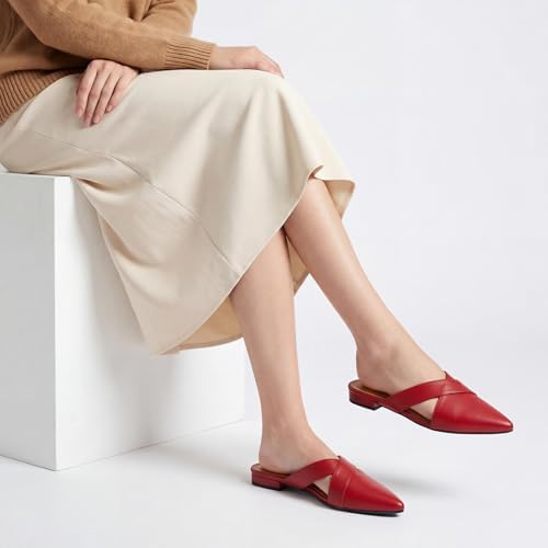 Rekayla Women's Mules Closed Pointed Toe Flats Backless Loafers Shoes for Women