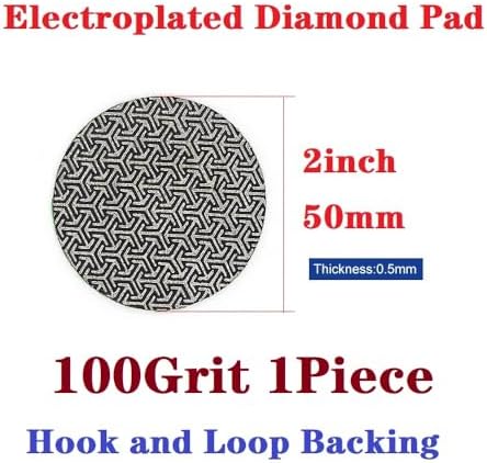 Electroplated Diamond Sanding Paper Sheet Pad,100Grit 2inch 50mm Grinding Sandpaper Pad Hook and Loop Backing for Metal Glass Porcelain Ceramic Hand Polishing & Trimming (1 Piece)