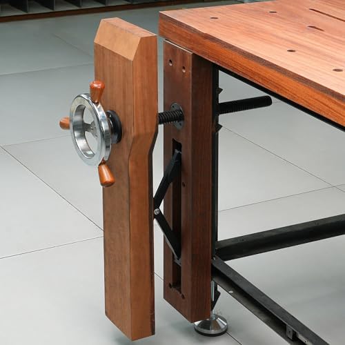 Bench Screw Leg Vise, Workbench Inertia Leg Clamps with Handwheel & Parallel X-Bracket, Stainless Steel Screws, Heavy Duty Woodworking Table Vise Clamps Set for DIY Accessories (Silver)