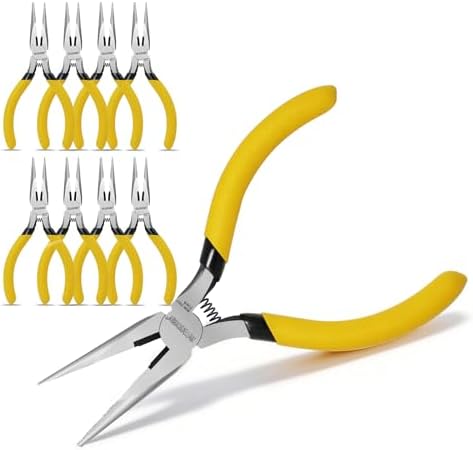 BOOSDEN 5" Mini Needle Nose Pliers for Jewelry Making, 10 Pack Pliers Bulk