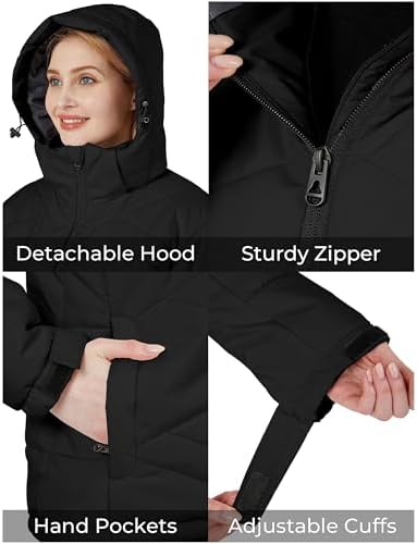 Skieer Women's Waterproof Ski Jacket Warm Snow Winter Coat Hooded Raincoat
