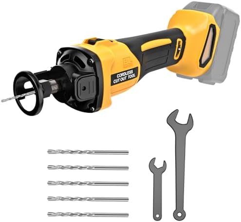 Brushless Drywall Cut-Out Tool Compatible with Dewalt 20V Battery (Tool Only), Cordless Drywall Rotary Saw, 28000 RPM, 6 Speed Adjust, Depth Adjust, 1/8" Quick Bit Change, Cutting Tool for Drywall