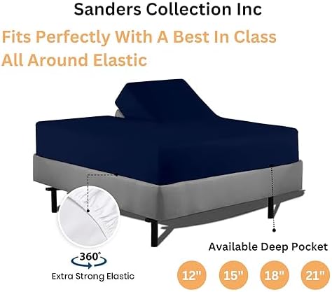 Sanders Collection Inc SCI Top Split Flex Sheet Set for Adjustable Bed California King Size,Navy Blue