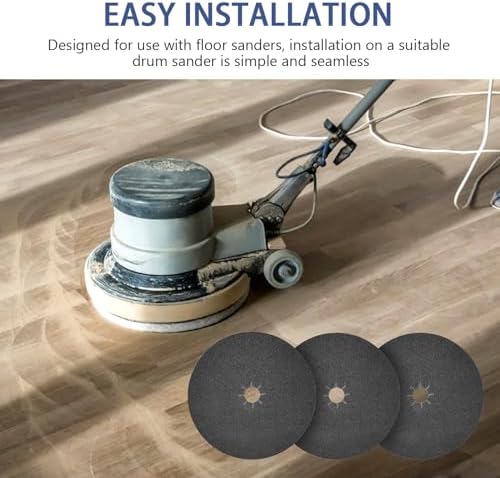 HUAALIUCHE Floor Sanding Disc Cloth-Backed Silicon Carbide，17" x 2" Holes for Concrete, Stone, 60 Grit, 3-Pack