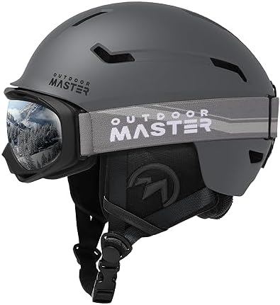 OutdoorMaster Ski & Snowboard Helmet Set with OTG Ski Goggles for Adults