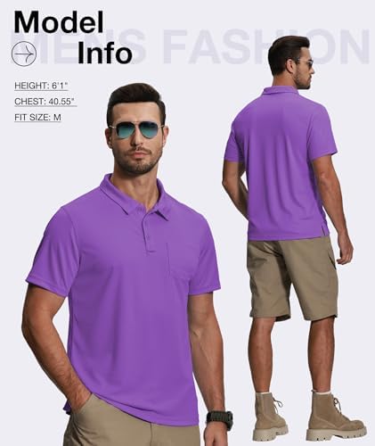 ZITY 5 Pack Polo Shirts for Men with Pocket Dry Quickly Short Sleeve Athletic Outdoor Work Collared Shirts